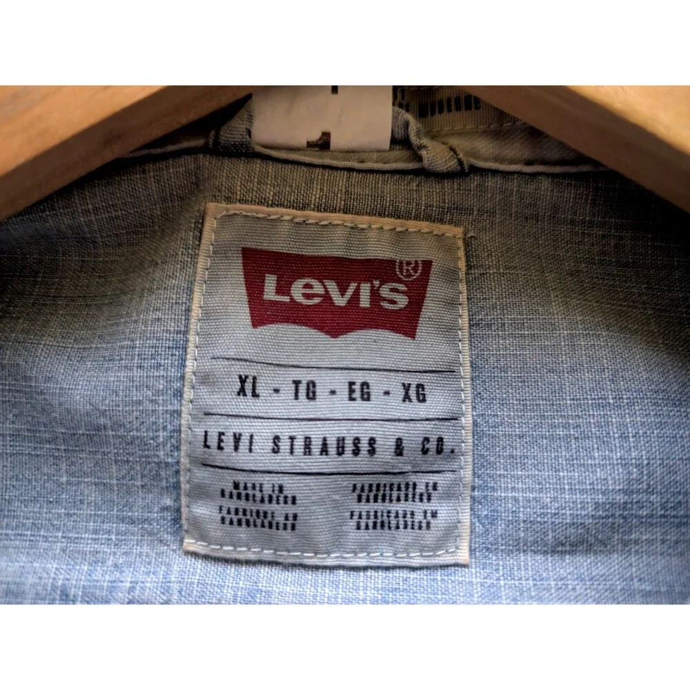 Levi Strauss Blue Denim Long Sleeve Shirt Mens XL